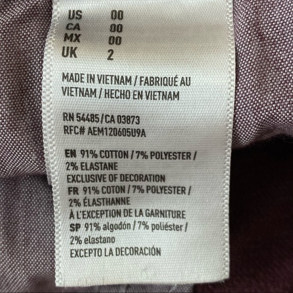 American Eagle Outfitters Hi Rise Shortie Cut Off Shorts Burgundy Plum Size 00 - Picture 8 of 10